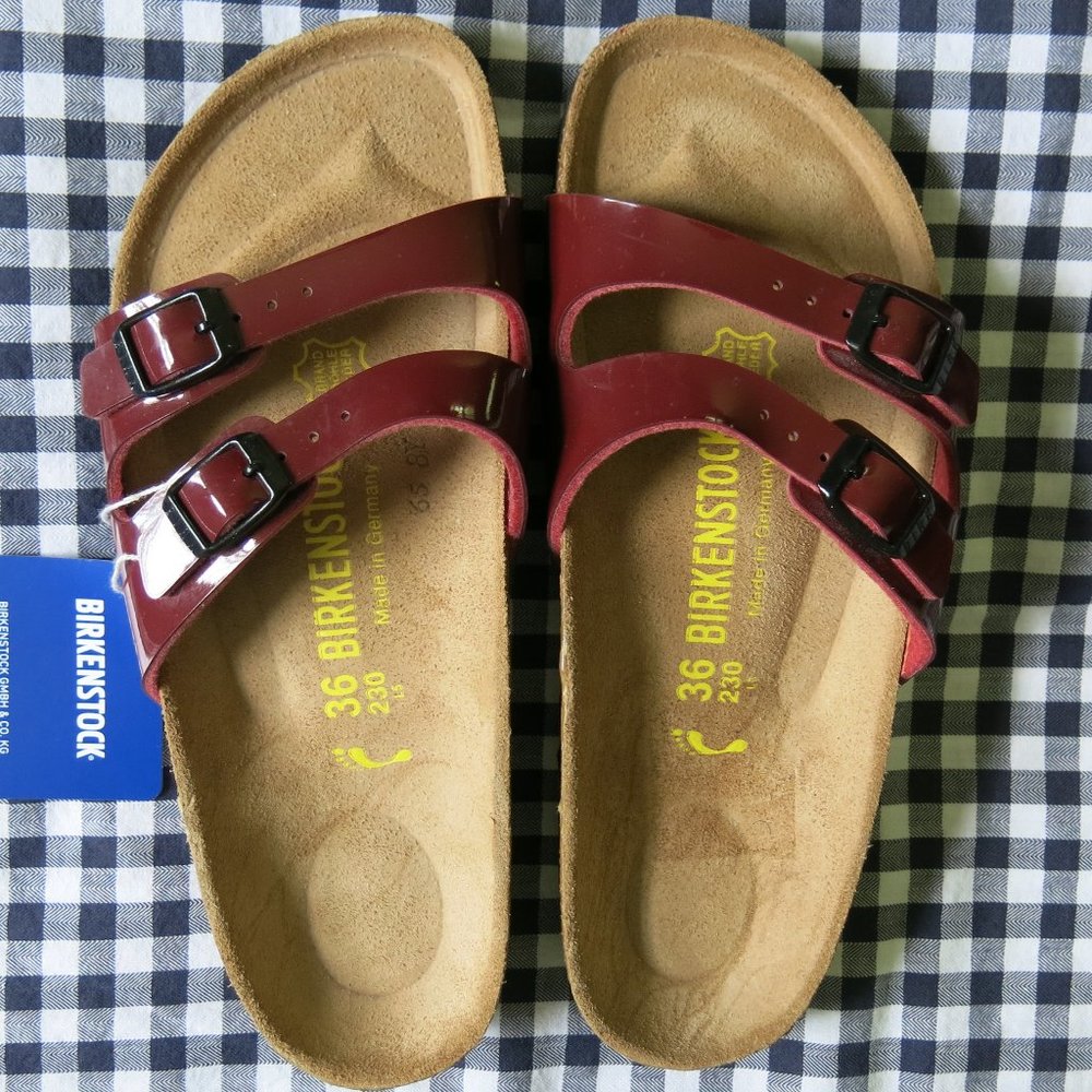 NEW Birkenstock Ibiza Birko-Flor® sandal patent burgundy/garnet red EU 36 medium